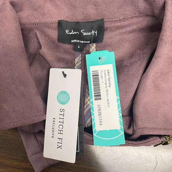 Eden Society Womens Purple Drapey Moto Jacket Stitch Sz L - New - Picture 6 of 8